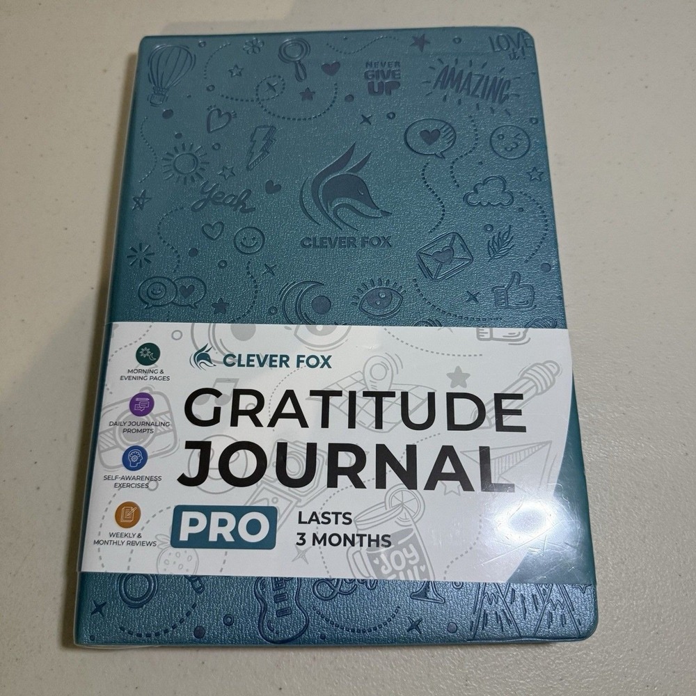 b4 Clever Fox Gratitude Journal Happiness Positivity & Affirmation Daily Teal